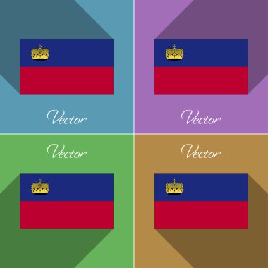 Liechtenstein işaretler. Renk düz tasarım ve uzun gölgeler kümesi. Vektör
