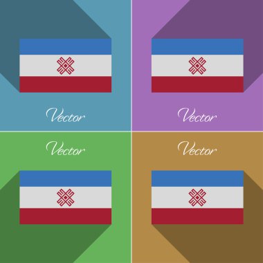 Renk düz tasarım ve uzun gölgeler Mari El. kümesi işaretler. Vektör