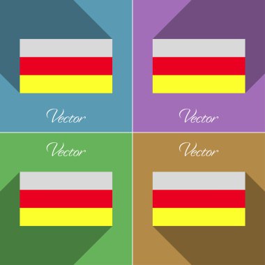 Kuzey Osetya işaretler. Renk düz tasarım ve uzun gölgeler kümesi. Vektör