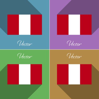 Peru işaretler. Renk düz tasarım ve uzun gölgeler kümesi. Vektör