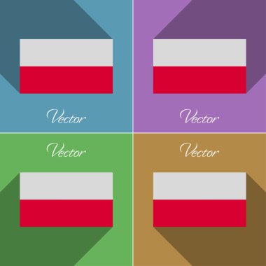 Polan işaretler. Renk düz tasarım ve uzun gölgeler kümesi. Vektör