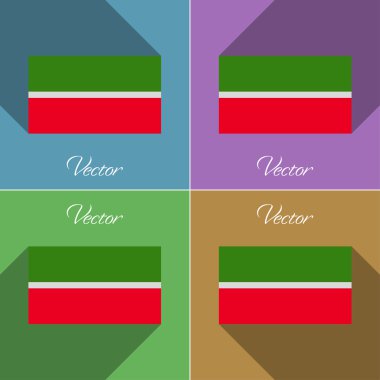 Tataristan işaretler. Renk düz tasarım ve uzun gölgeler kümesi. Vektör