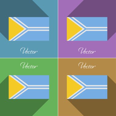 Tuva işaretler. Renk düz tasarım ve uzun gölgeler kümesi. Vektör