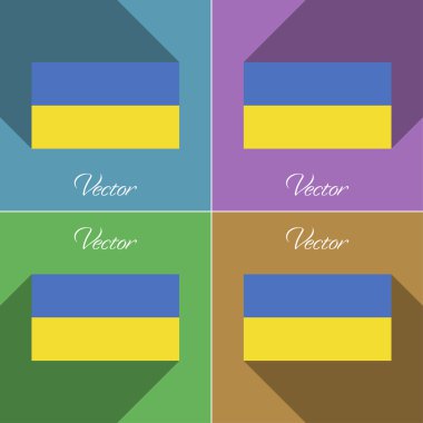 Ukrayna işaretler. Renk düz tasarım ve uzun gölgeler kümesi. Vektör