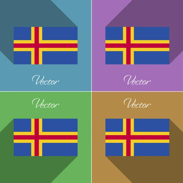 Flags Aland. Set of colors flat design and long shadows. Vector — Stock Vector