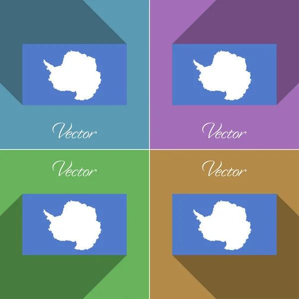Flags Antarctica. Set of colors flat design and long shadows. Vector — Stock Vector