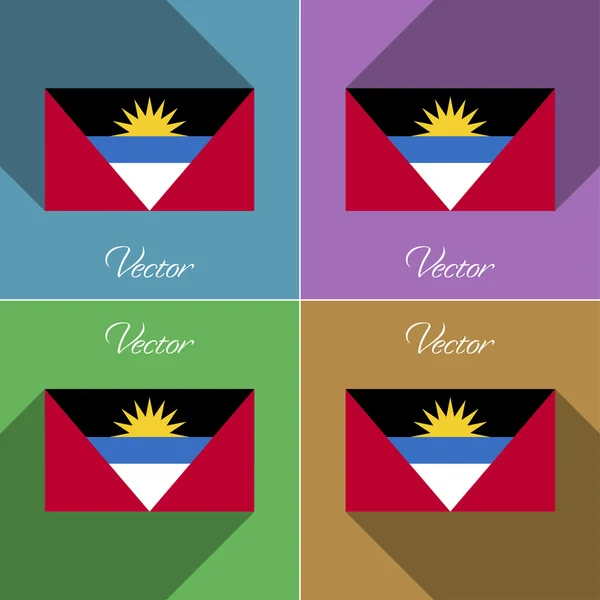 Flags Antigua and Barbuda. Set of colors flat design long shadows. Vector — Stock Vector