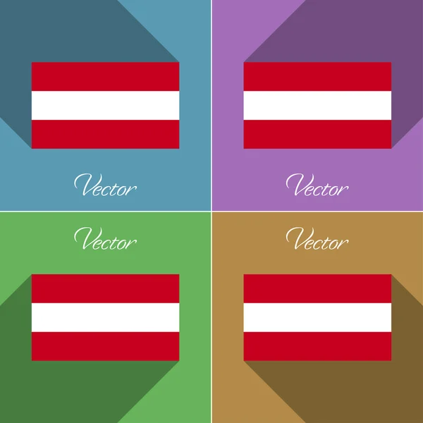 Banderas Austria. Conjunto de colores de diseño plano y largas sombras. Vector — Vector de stock