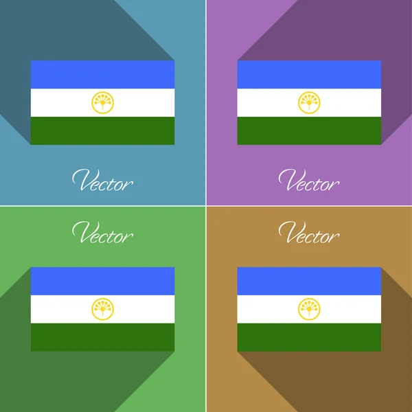 Bendera Bashkortostan. Set warna desain datar dan bayangan panjang. Vektor - Stok Vektor