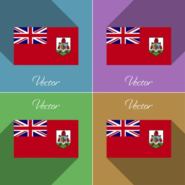 Flags Bermuda. Set of colors flat design and long shadows. Vector — Stock Vector