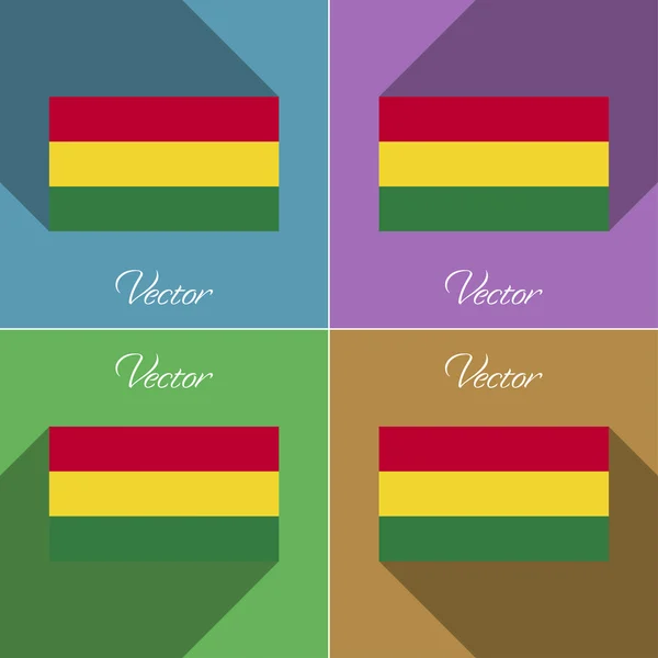 Drapeaux Bolivie. Ensemble de couleurs design plat et de longues ombres. Vecteur — Image vectorielle