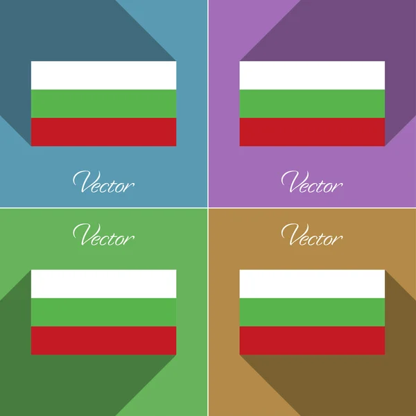 Vlaggen van Bulgarije. Set kleuren platte ontwerp en lange schaduwen. Vector — Stockvector