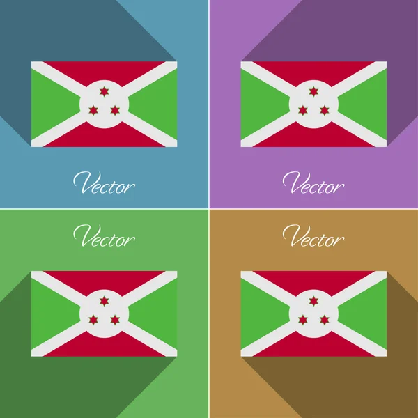 Banderas Burundi. Conjunto de colores de diseño plano y largas sombras. Vector — Vector de stock