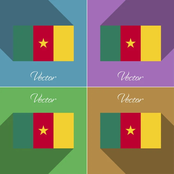 Flags cameroon. Set of colors flat design and long shadows. Vector — Stock Vector