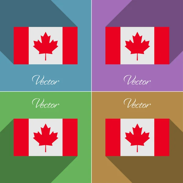 Flaggen Kanadas. eine Reihe von Farben flaches Design und lange Schatten. Vektor — Stockvektor