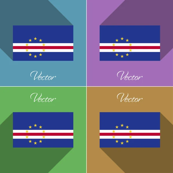 Banderas Cabo Verde. Conjunto de colores de diseño plano y largas sombras. Vector — Vector de stock