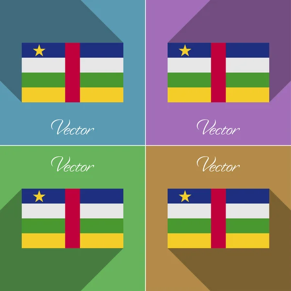 Bendera Republik Afrika Tengah. Set warna desain datar dan bayangan panjang. Vektor - Stok Vektor