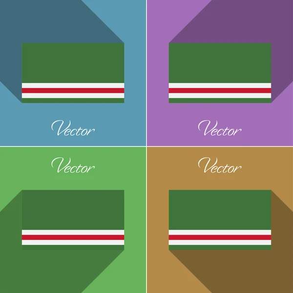 Flags Chechen Republic of Ichkeria. Set colors flat design and long shadows. Vector — Stock Vector