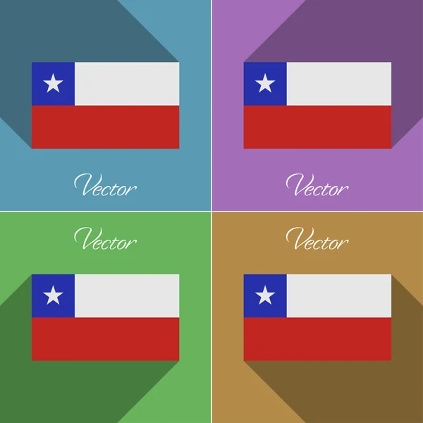 Flags Chile. Set of colors flat design and long shadows. Vector — Stock Vector