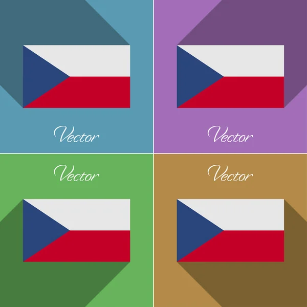 Flags Czech Republic. Set of colors flat design and long shadows. Vector — Stock Vector