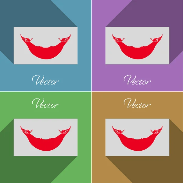 Banderas Eaaster Rapa Nui. Conjunto de colores de diseño plano y largas sombras. Vector — Vector de stock