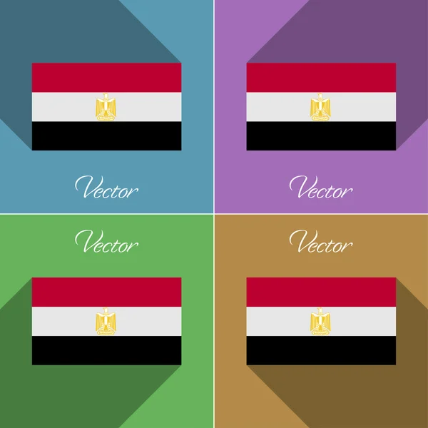 Flags Egypt. Set of colors flat design and long shadows. Vector — Stock Vector