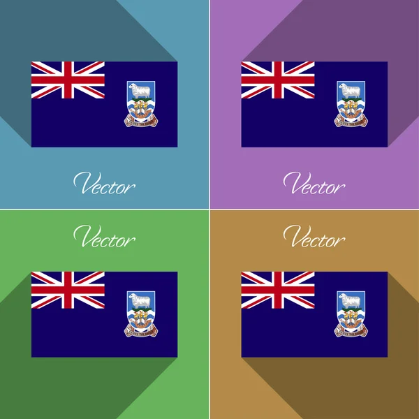 Bandeiras Ilhas Malvinas. Conjunto de cores design plano e sombras longas. Vetor —  Vetores de Stock
