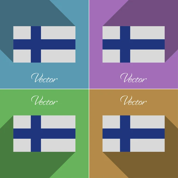 Flaggen Finnlands. eine Reihe von Farben flaches Design und lange Schatten. Vektor — Stockvektor