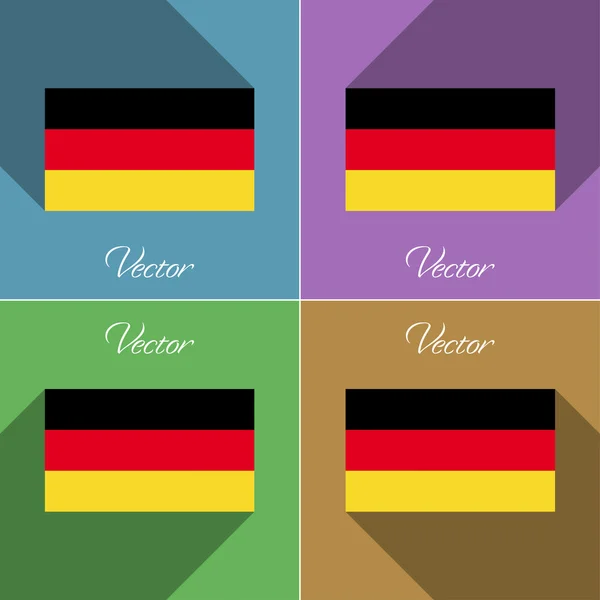 Bandeiras Alemanha. Conjunto de cores design plano e sombras longas. Vetor — Vetor de Stock