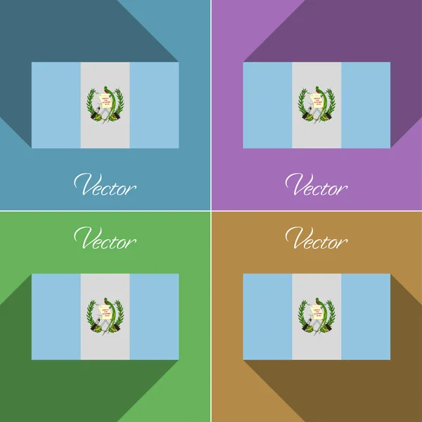 Bandeiras Guatemala. Conjunto de cores design plano e sombras longas. Vetor — Vetor de Stock