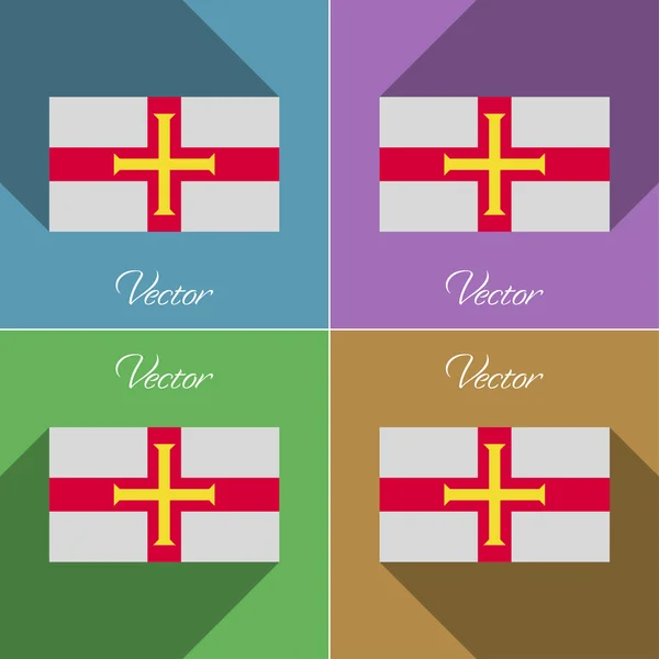 Bandeiras Guernsey. Conjunto de cores design plano e sombras longas. Vetor — Vetor de Stock