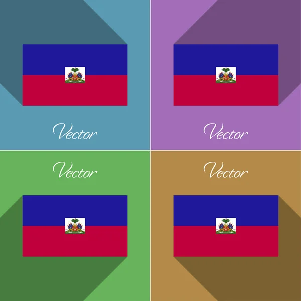 Flags Haiti. Set of colors flat design and long shadows. Vector — Stock Vector