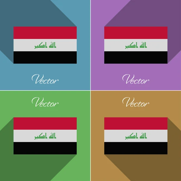 Flaggen Irak. eine Reihe von Farben flaches Design und lange Schatten. Vektor — Stockvektor