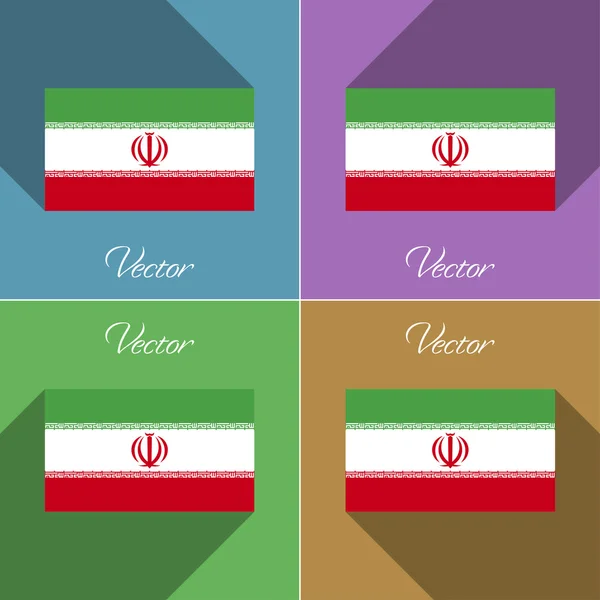 Flags Iran. Set of colors flat design and long shadows. Vector — Stock Vector