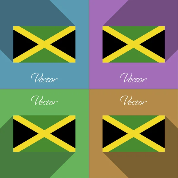 Drapeaux Jamaïque. Ensemble de couleurs design plat et de longues ombres. Vecteur — Image vectorielle