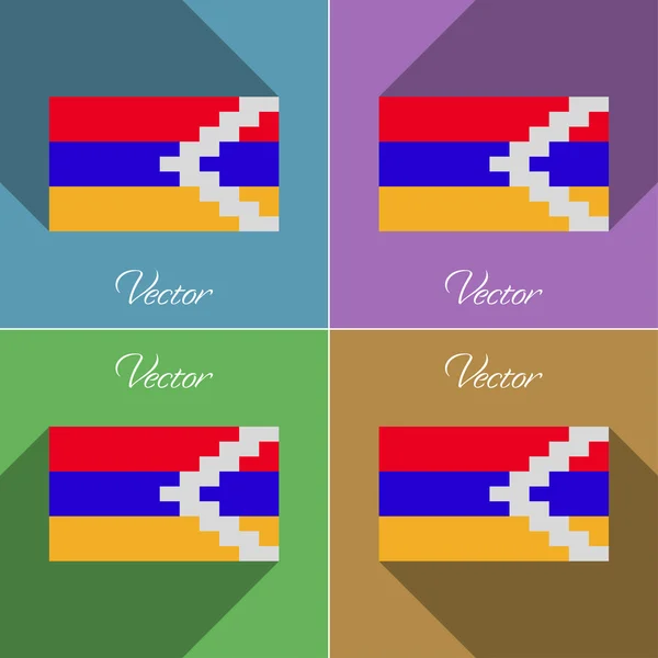 Banderas República Karabaj. Conjunto de colores de diseño plano y largas sombras. Vector — Vector de stock