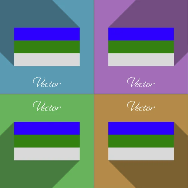 Banderas Komi. Conjunto de colores de diseño plano y largas sombras. Vector — Vector de stock