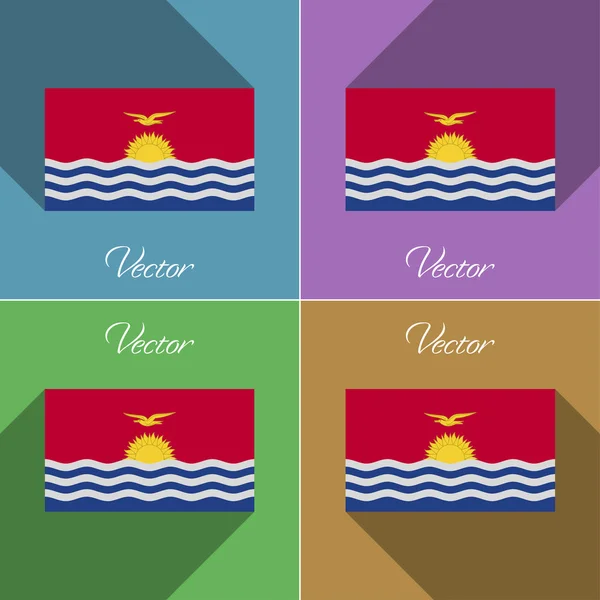 Banderas Kiribati. Conjunto de colores de diseño plano y largas sombras. Vector — Vector de stock