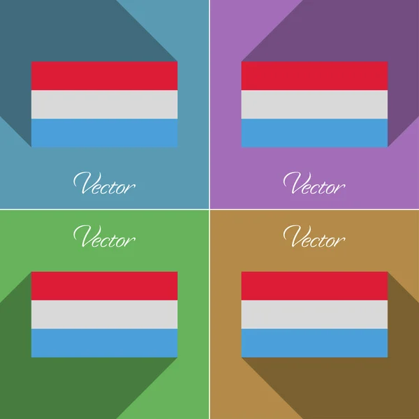 Bendera Luksemburg. Set warna desain datar dan bayangan panjang. Vektor - Stok Vektor