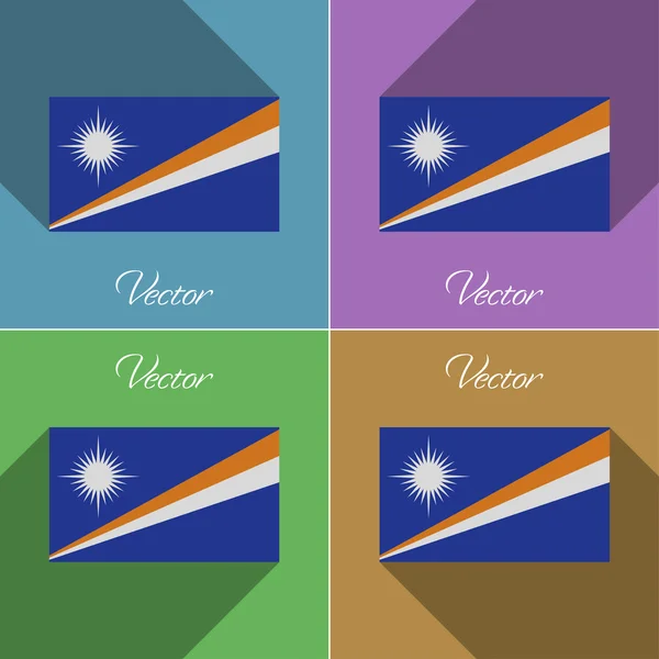Islas Marshll Banderas. Conjunto de colores de diseño plano y largas sombras. Vector — Vector de stock