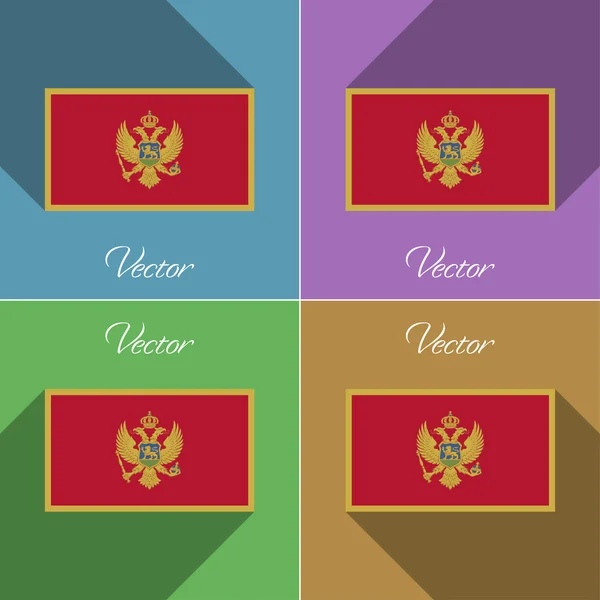 Flags Montenegro. Set of colors flat design and long shadows. Vector — Stock Vector