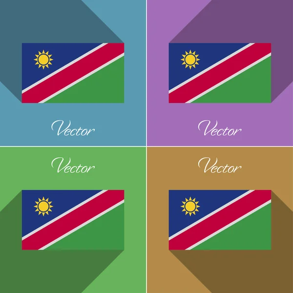Flags Namibia. Set of colors flat design and long shadows. Vector — Stock Vector