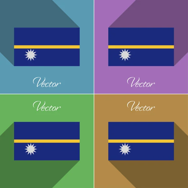 Flags Nauru. Set of colors flat design and long shadows. Vector — Stock Vector