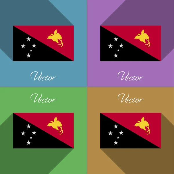 Флаги Папуа - Новой Гвинеи. Набор цветов плоский дизайн и длинные тени. Вектор — стоковый вектор