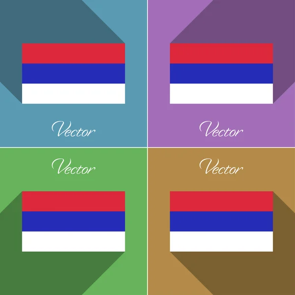 Bendera Republika Srpska. Set warna desain datar dan bayangan panjang. Vektor - Stok Vektor