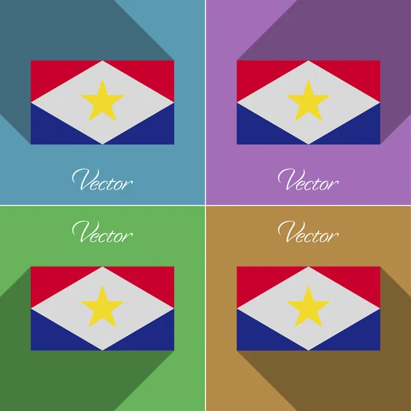 Flags Saba. Set of colors flat design and long shadows. Vector — Stock Vector