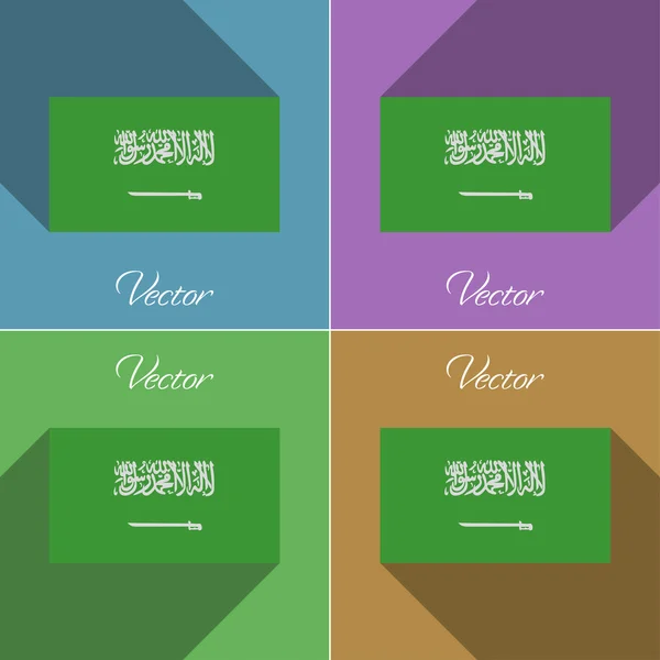 Flaggen saudi arabiens. eine Reihe von Farben flaches Design und lange Schatten. Vektor — Stockvektor