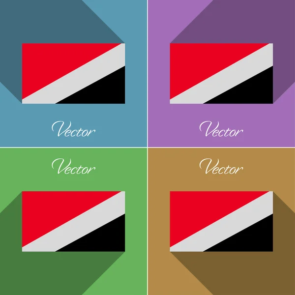 Banderas del Principado de Sealand. Conjunto de colores de diseño plano y largas sombras. Vector — Vector de stock