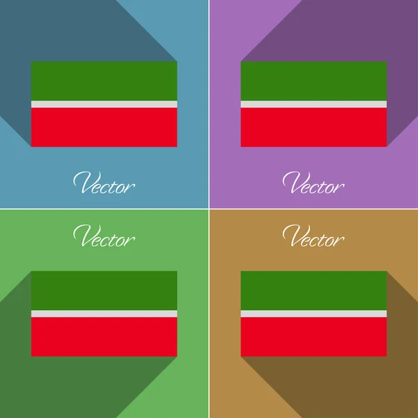 Bandeiras Tatarstan. Conjunto de cores design plano e sombras longas. Vetor — Vetor de Stock