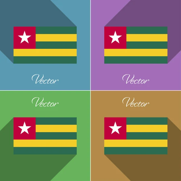 Banderas Togo. Conjunto de colores de diseño plano y largas sombras. Vector — Vector de stock